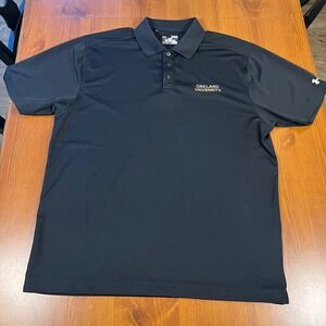 Under Armour Oakland University Polo Shirt Mens XL Black Golden Grizzlies‎